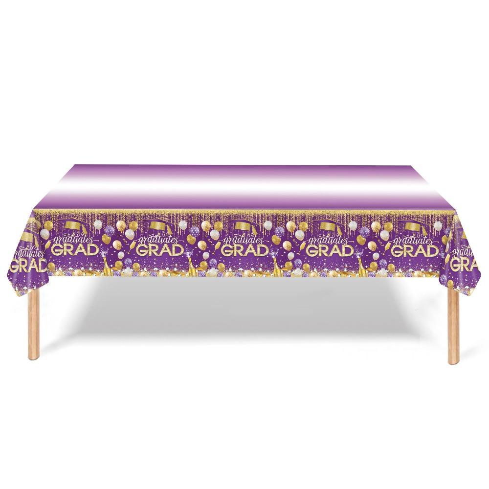 Waterproof Plastic Graduation Tablecloth Graduation Cap Stars Design Disposable Table Cover Diploma Pattern Party Decorations