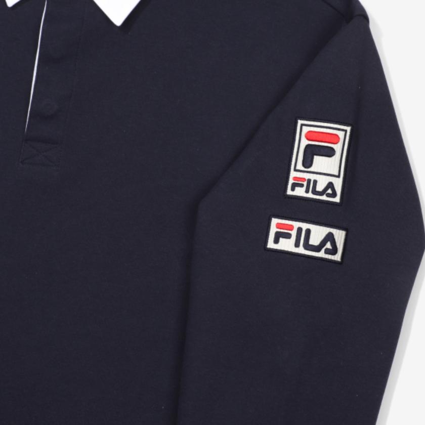 FILA Polo Shirts Unisex Blue Polo Collar Moderate Straight Fit FS2TLF1311X-INA