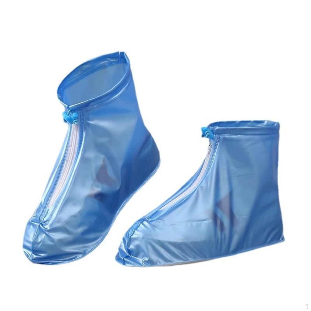 Rain Shoe Covers Wear Resistant Waterproof Overshoes Portable Boot for Cyclists Blue M
