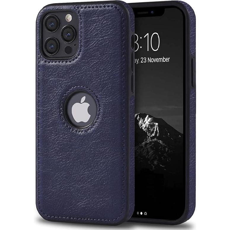 Classy Design Luxury Leather Phone Case for iPhone 12 & iPhone 12 Pro Non-Slip Grip Full Body Ultra Slim Protective Case (2020,6.1”) (Brown)