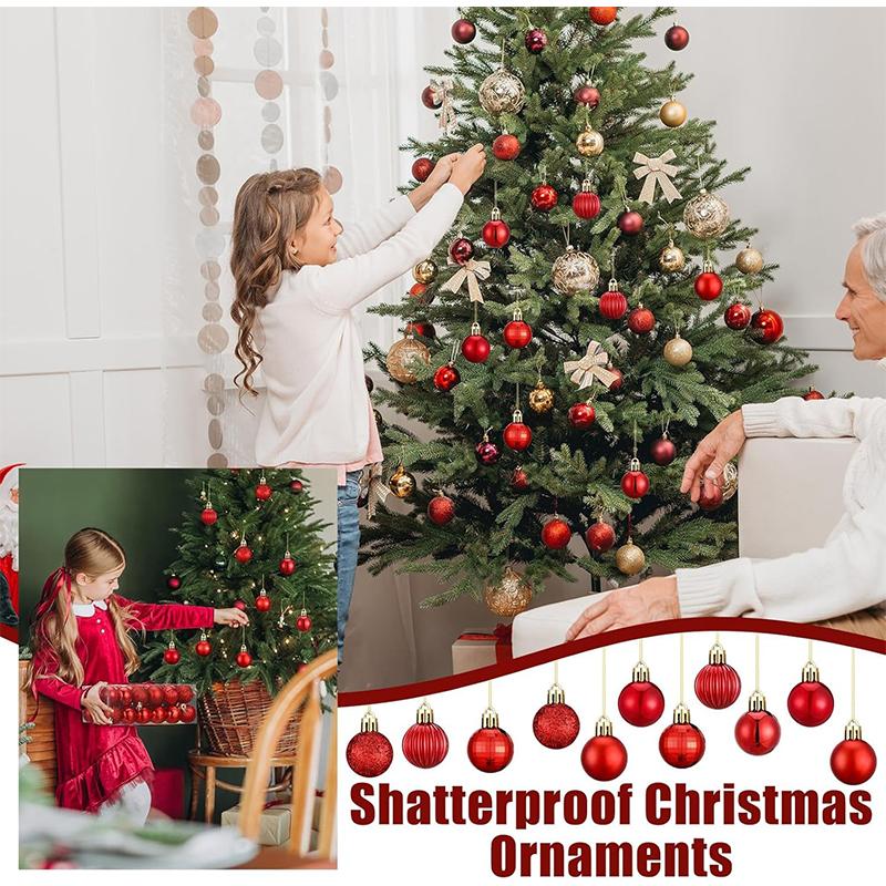 3CM 30Pcs Shatterproof Christmas Balls Pendant Xmas Tree Hanging Ornament Star Topper Noel Navidad Decor for Home New Year Gifts