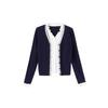 Luxury Knit Cardigan with Wood Ear Trim: Two-Piece Layered Women's Sweater for Autumn/Winter 2025