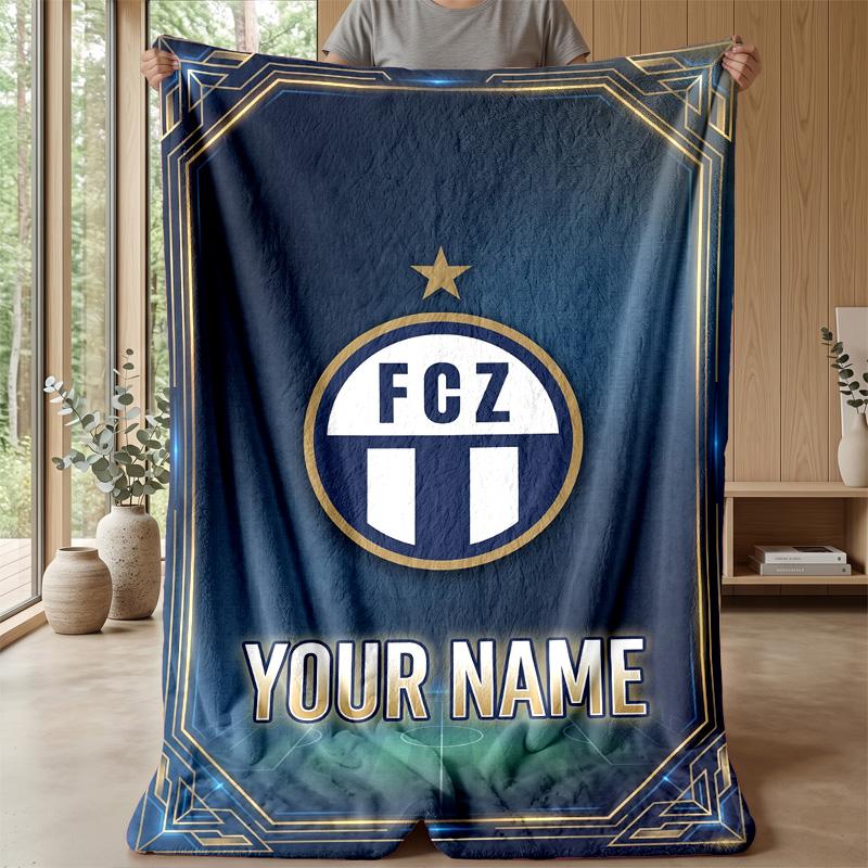 Custom Text Flannel Throw Blanket, Lightweight Cozy Bed Sofa BlanketFC Zürich