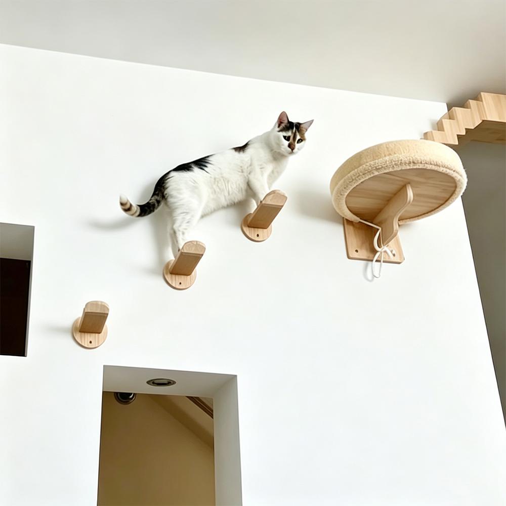 Wall Mounted Cat Furniture Cat Climbing Shelves with Hammock Scratcher & Cat House Indoor Cat Playground for Claw Grinding