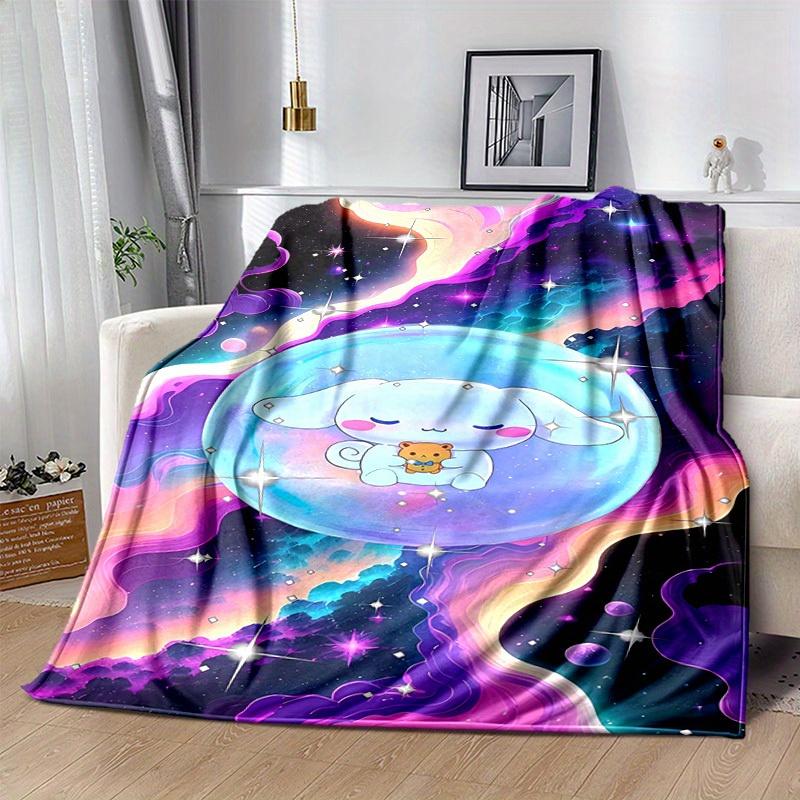 1pc. Cute Cartoon Elephant with Teddy Bear Galaxy Print Blanket - Home Office Outdoor Gift Suitable for Al