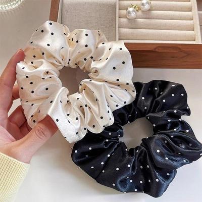 Elastice de Păr cu Buline Alb-Negru Benzi Mari de Păr Cordoane Elegante pentru Păr Femei Suport pentru Coadă Accesorii de Păr