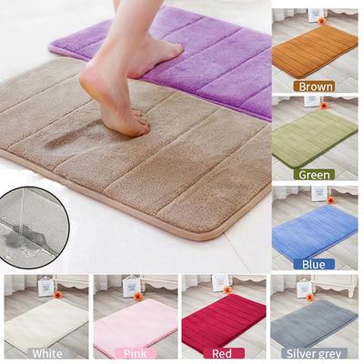 Memory Cotton Mats Thick Coral Velvet Slow Rebound Striped Rugs Non-slip Soft Touch Mat Rug Quick Dry Door Cushion