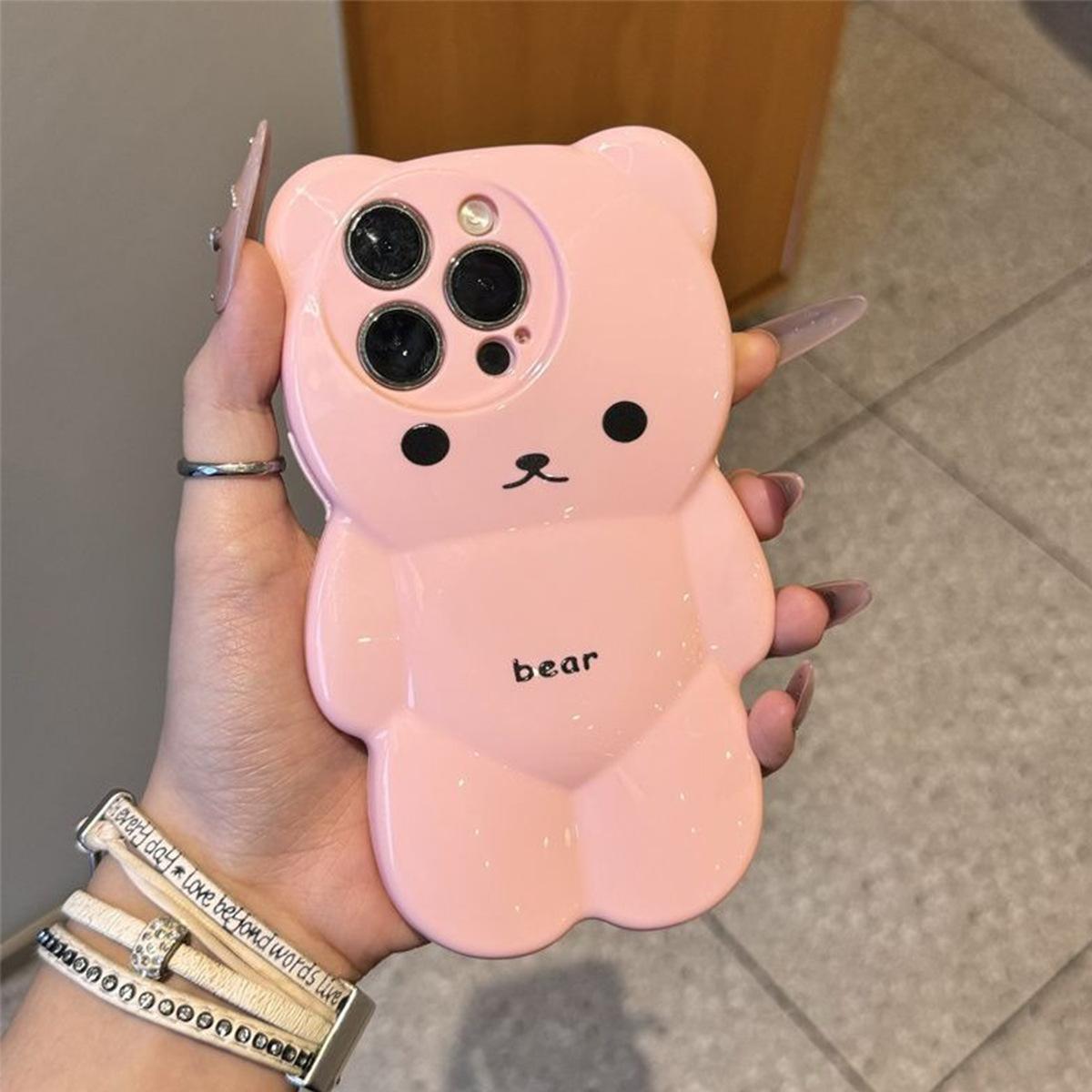 

Cartoon Bear Shell Personalized Soft Cover TPU Soft Edge Female Couple Japanese and Korean Shell Full Covered Edge Large Hole Mobile Phone Case For iphone 16 Pro Max