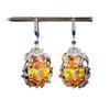 Italian Vintage Pisces Lotus Gem Set: Yellow Diamond Pendant Earrings & Adjustable Ring