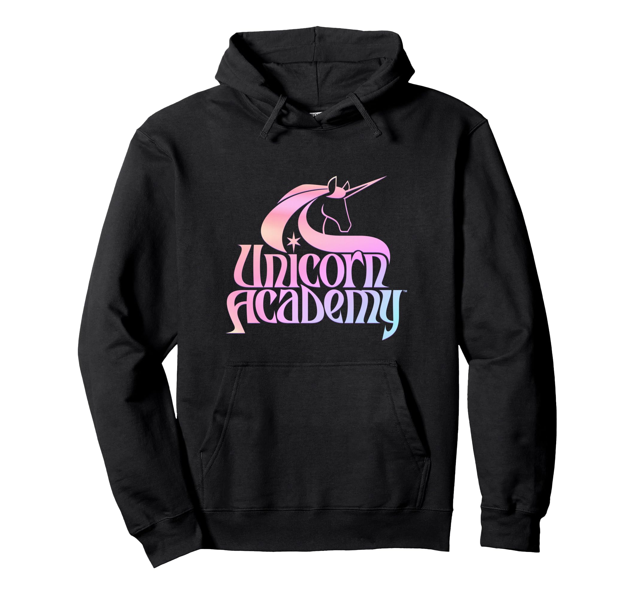 Unicorn Academy captivating graphic logo front and back print hoodie
