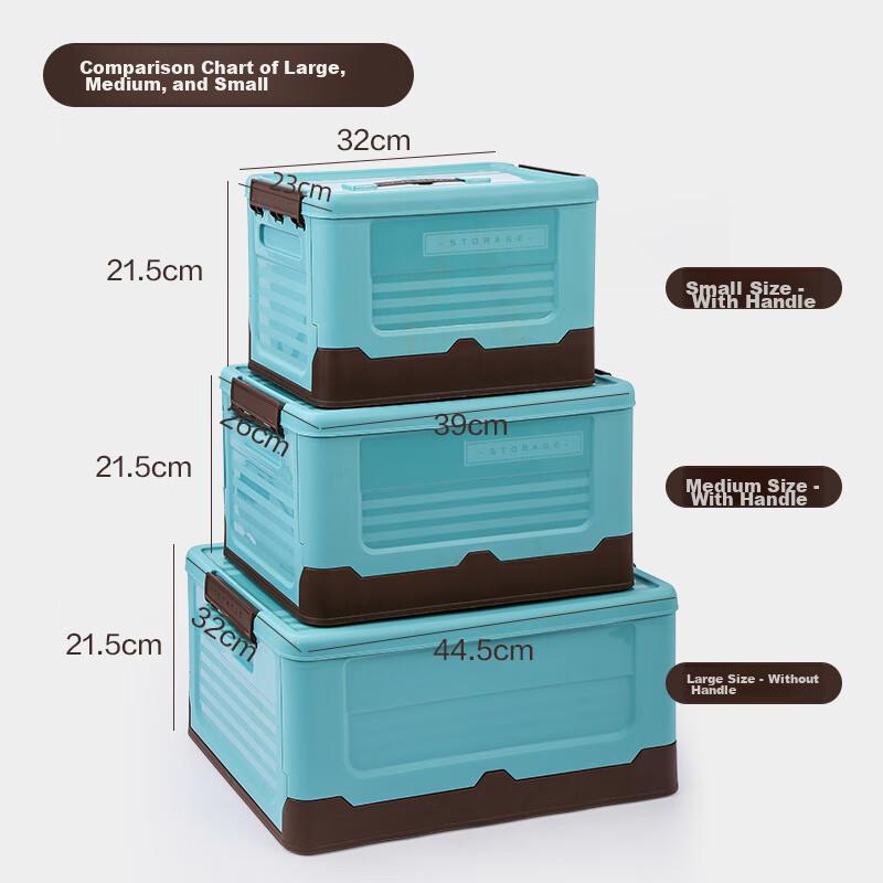 Youjialiangpin Plastic Folding Storage Box, Car Organizer, 12L, Mint Blue, 1 Piece
