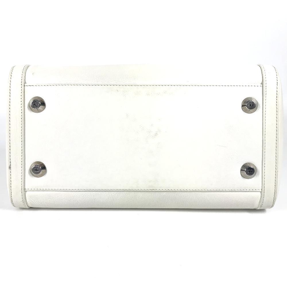 Dior D Logo Tasche Oberer Griff Breite Tasche D Schnalle Handtasche Leder Weiß