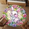 1pc Rabbit Flowers Round Chair Mat Office Area Rug - Non-Slip, Floor Mat for Office, Bedroom, Ideal Home Decor Gift C0112075