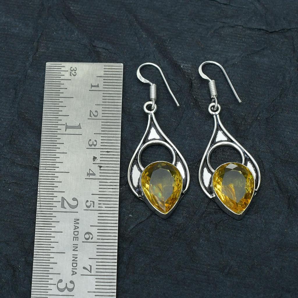 Citrine Gemstone Handmade 925 Sterling Silver Jewelry Earring