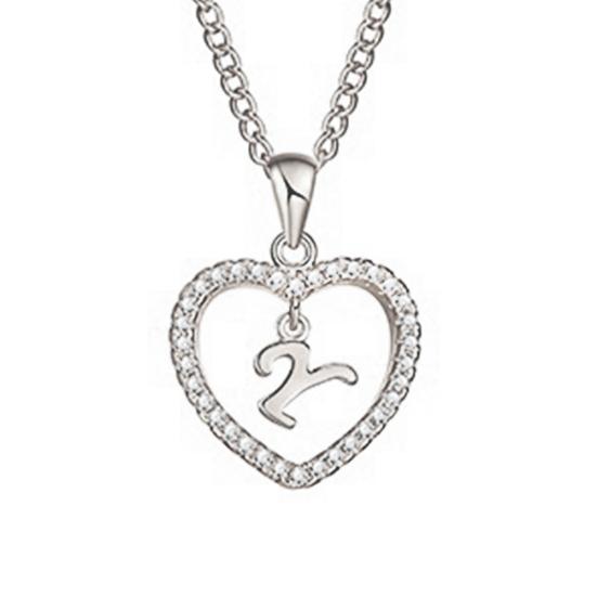 Concise Hollowed Heart Alphabet Unisex Necklace Jewelry Neck Chain Pendant Decor