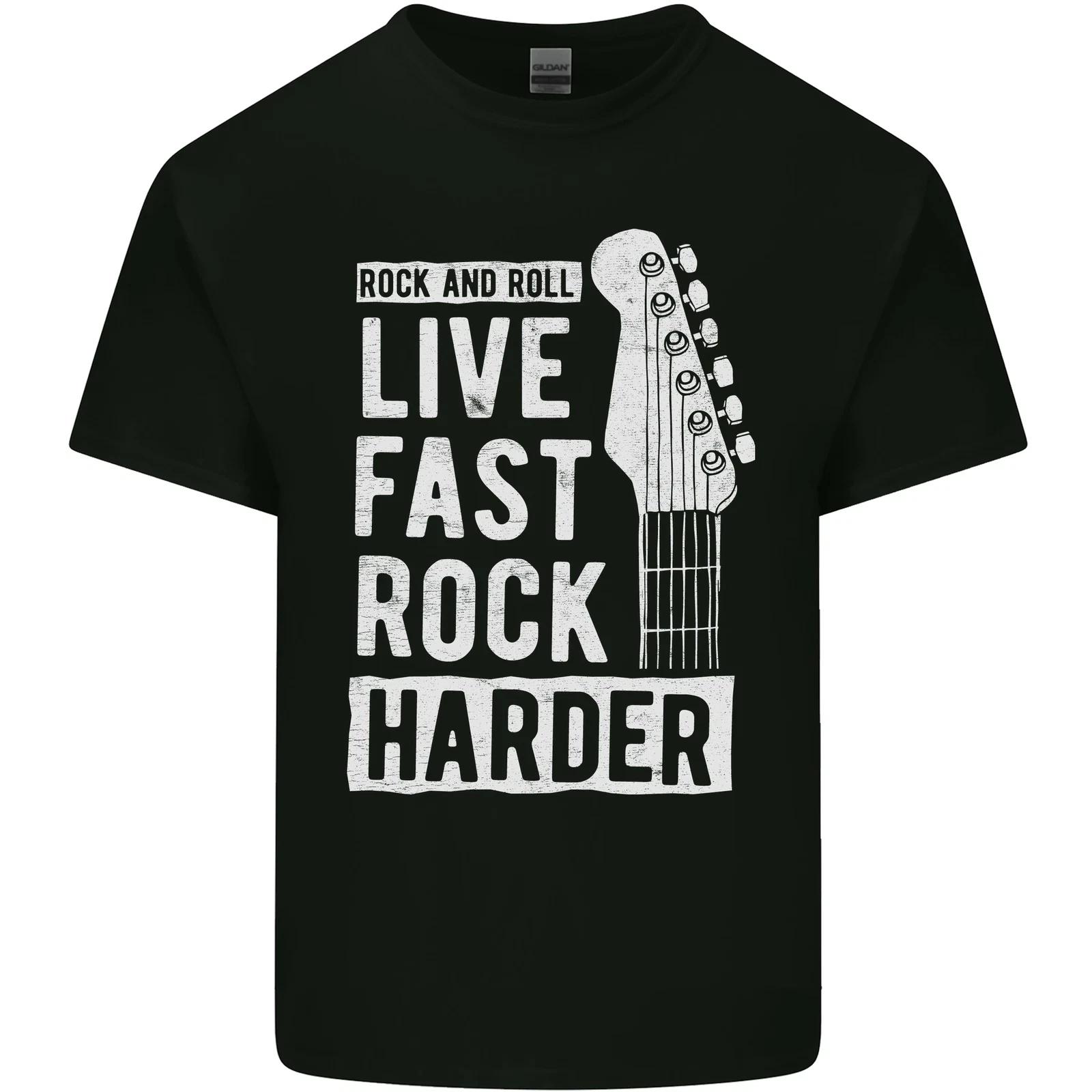 

Live Fast Rock Harder Guitar & Roll Music Kids T-Shirt Childrens M
