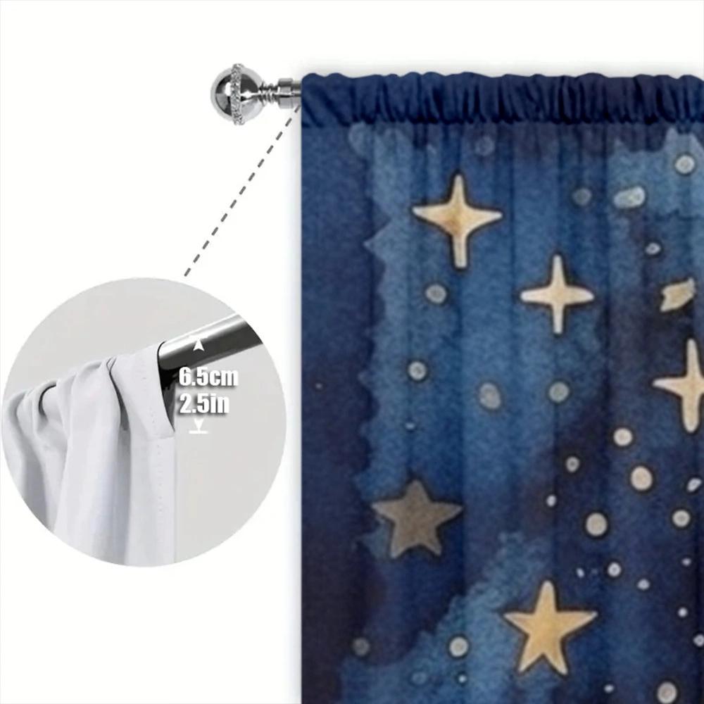 2PCS The Moon In Fairy Tales Printed Curtain for Home Decor-Rod Pocket Window Treatment for Bedroom, Kitchen, Living Room