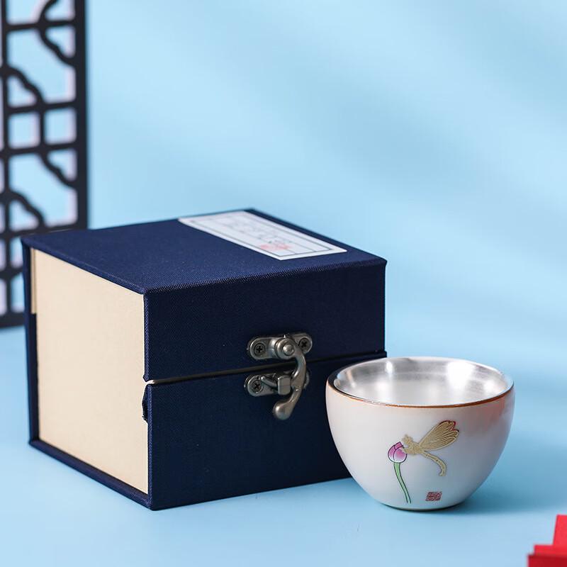 999 Silver Plated Ceramic Dragon Egg Teacup Gift Set