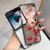 Summer Fruit Cherry Pattern Metal Connector Phone Case for Samsung Galaxy Z Flip3 Flip4 Flip5 Flip6 Flip7 Candy Color Soft TPU
