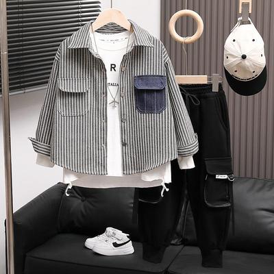 Girls' Striped Shirt - 2025 Spring/Autumn Fashion for Middle and Big Children