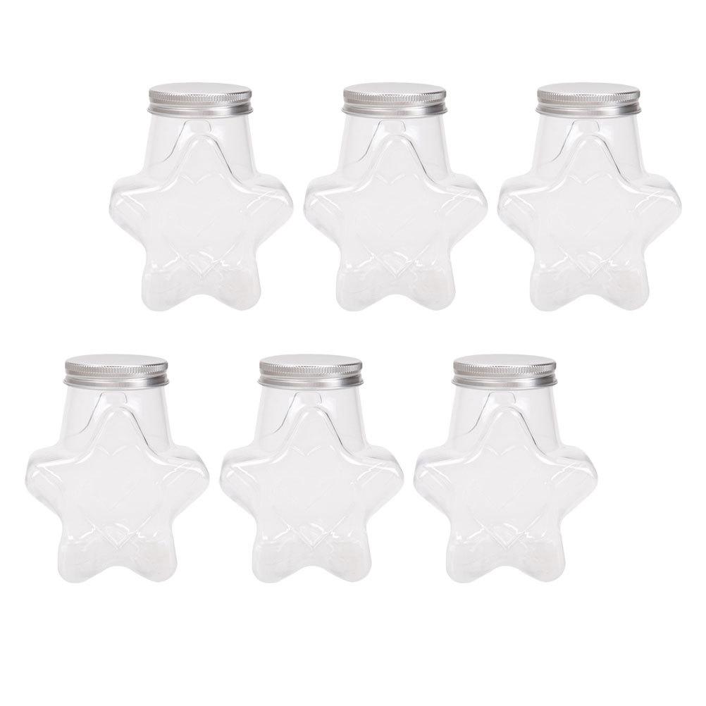 

6Pcs Cold Drink Bottle Five-Pointed Star Shape Transparent Pet Plastic Beverage Containers for Juice Milk Tea Outdoor Portable other