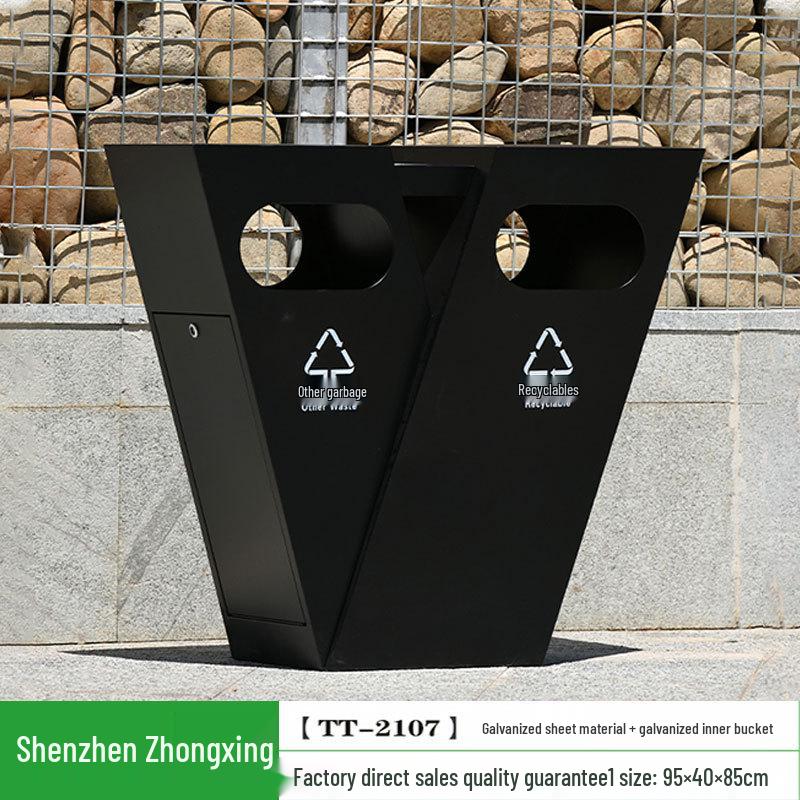 Stainless Steel Outdoor Trash Can: Large Sanitation Bin for Fruit Peels and Waste