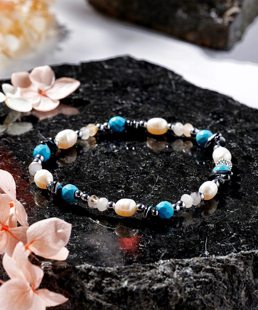 Polalita Turkish Blue Pearl Point Bracelet (Plt-Br-013_Gd)