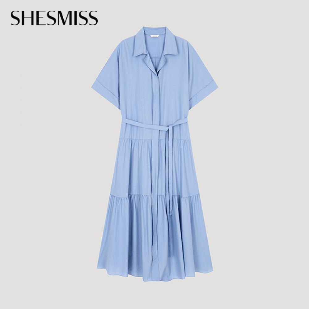 

She S miSS Tiered Shirring Open CoLlar dreSS Swwopo22050 Ll light blue/55