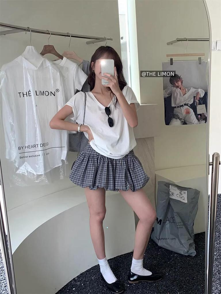 Autumn 2025 Women's Plaid Ruffle A-Line High Waist Slimming Short Skirt, Anti-Exposure