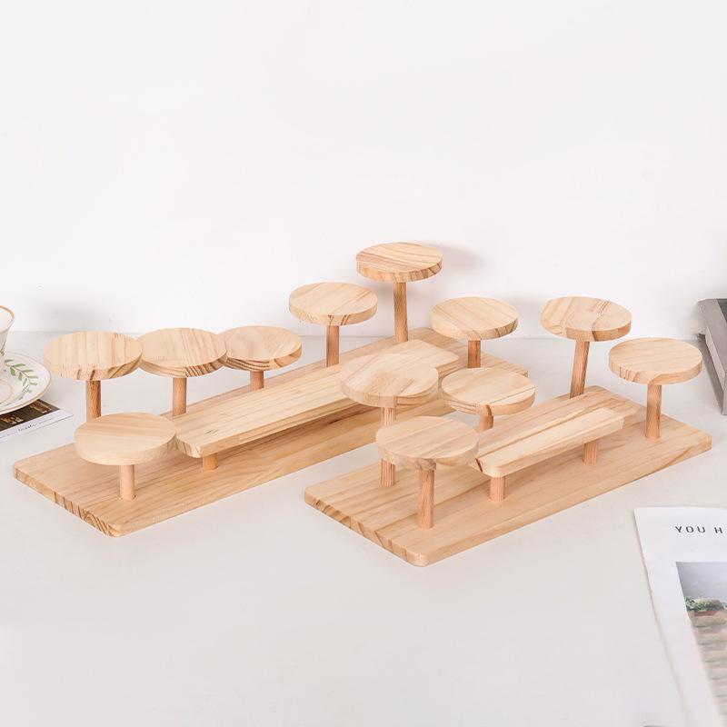 Wooden Multi-Tiered Coffee Cup Aromatherapy Perfume Figurine Display Stand Jewelry Storage Rack