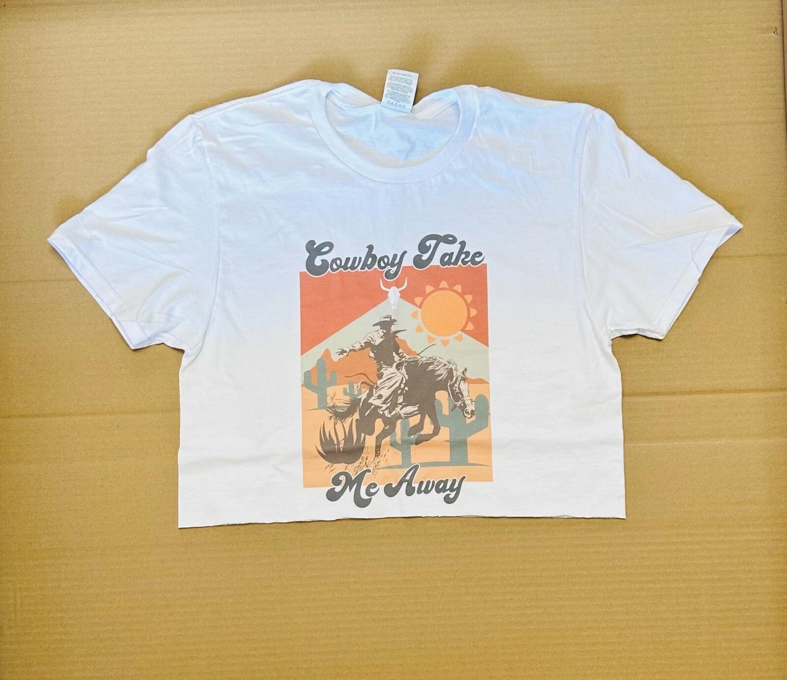 Cowboy take me away cropped top shirt S