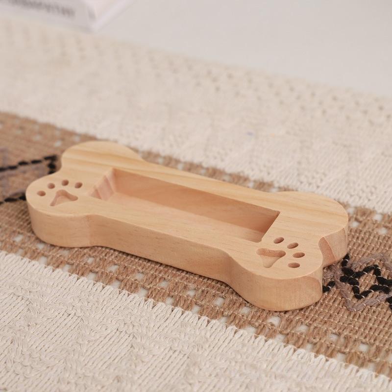 1/3pcs Solid Wood Desktop Card Display Bone Shape Business Card Organizer Holder Business Card Box Office Storage Supplies