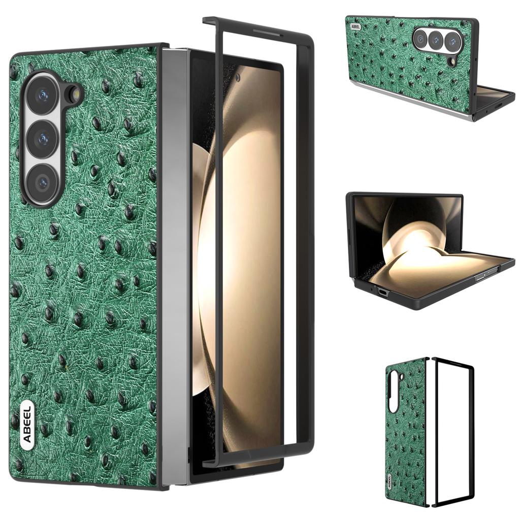For Samsung Galaxy Z Fold6 5G Case Genuine Cow Leather+PC Cover Ostrich Texture