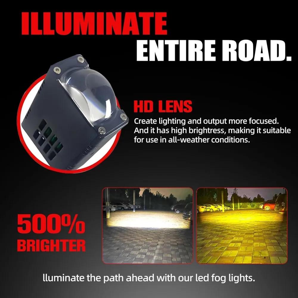 2Pcs Mini Grille Spotlight LED Headlight Bumper Fog Lamps Auxiliary 5500K 3000k Projector Lens Work Light Waterproof Driving Light,