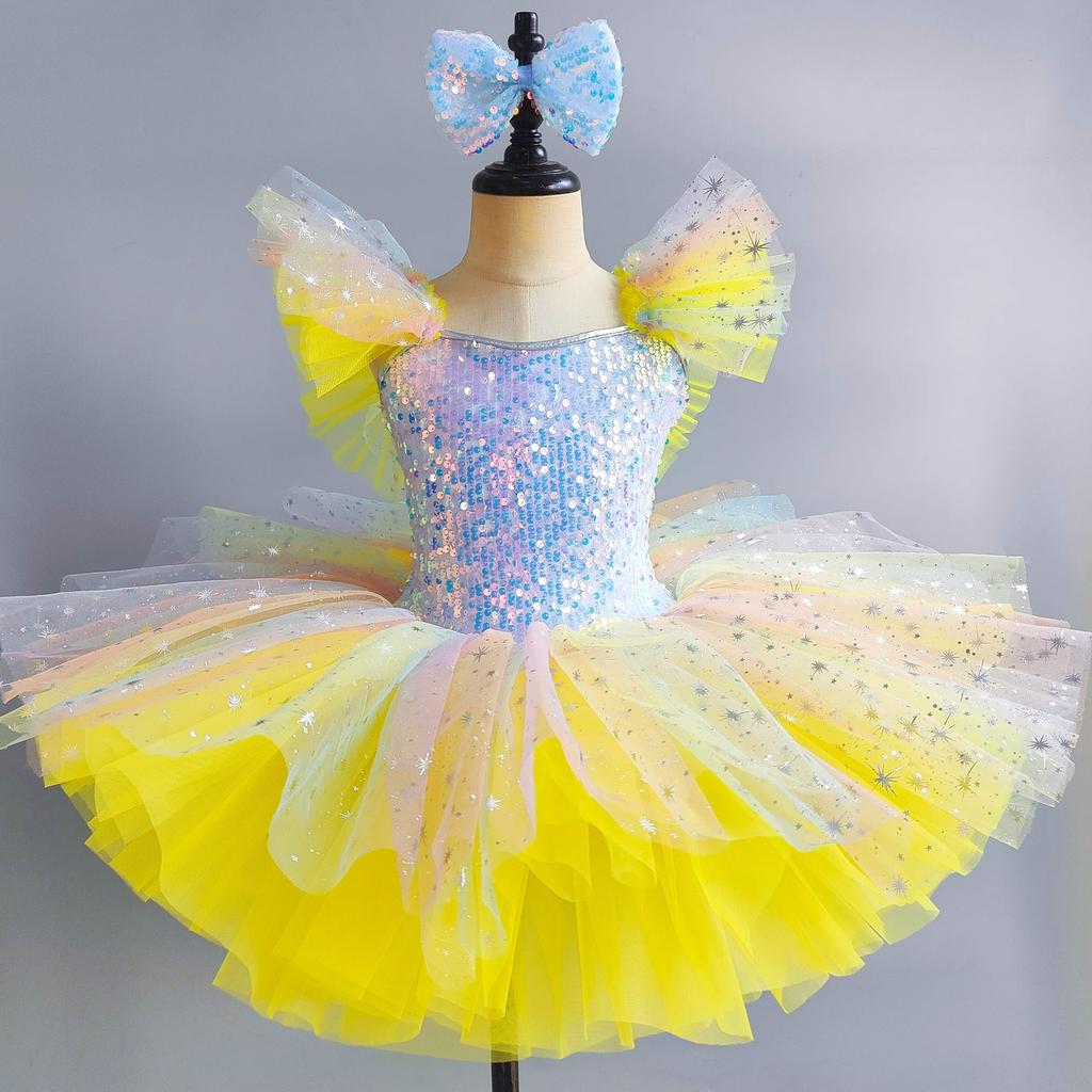 Kids Ballet Dress Seven Colors Girls Children Sequined Princess Dress Ballet Tutu Ballerina Party Dance Costume Ballet Dress