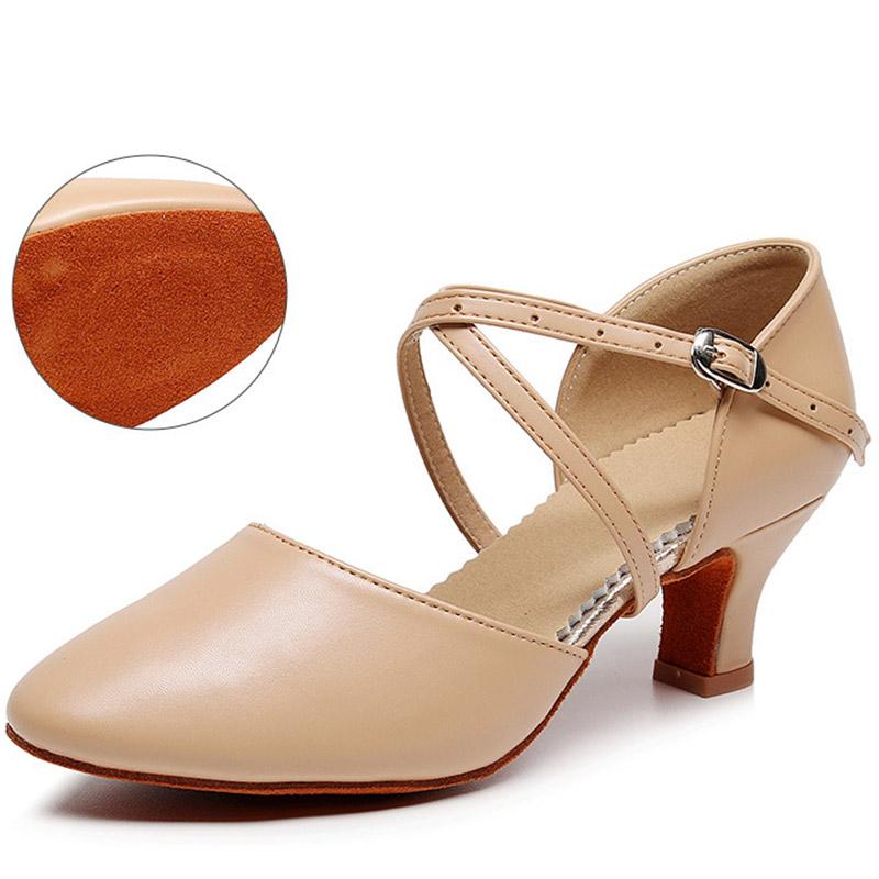 Women Dance Shoes Latin Party Tango Jazz Elegant Dancing Shoes Lace-up Suede Sole Closed Toe Microfiber Leather 7 Colors