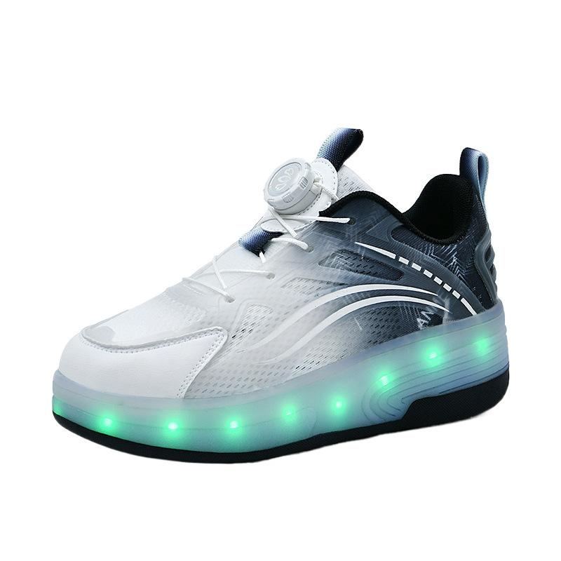 Runaway shoes girls shoes cute pink princess double wheel children's sneakers boys summer breathable flashing light roller skates
