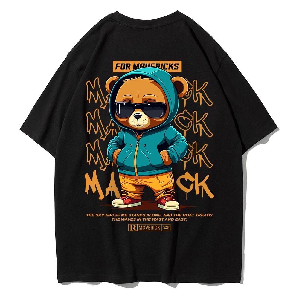 Bear Print Graphic T-shirt for Unisex and Women Loose Cotton Shirt Breathable Comfortable Casual Oversized T-shirt Streetwear