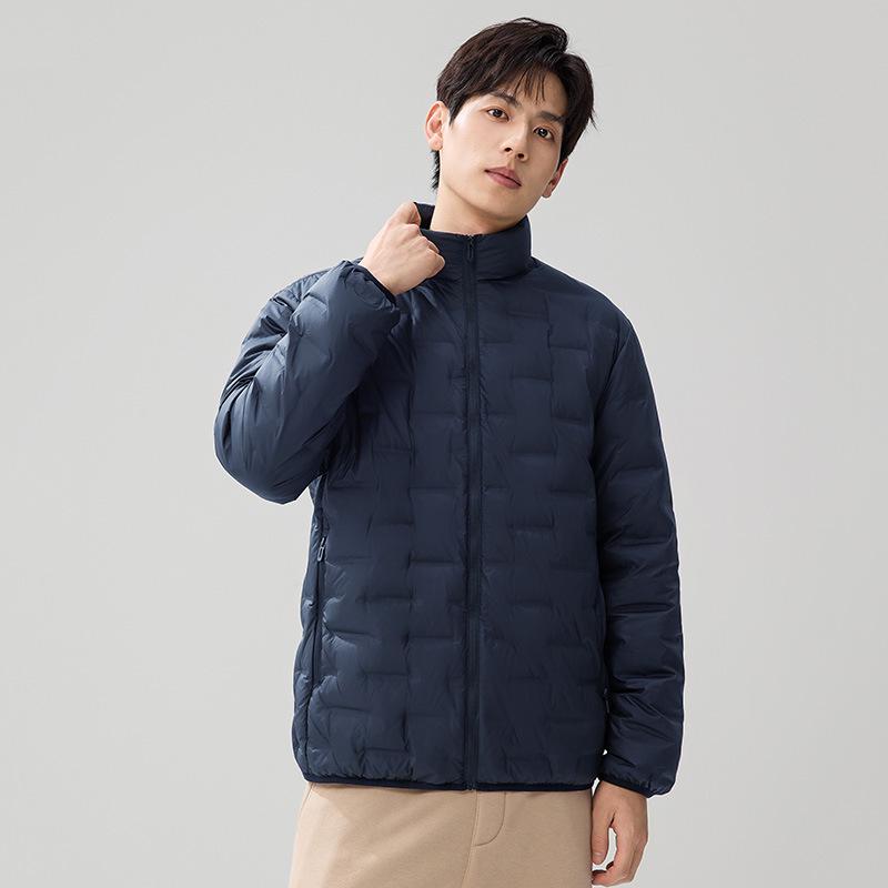 2025 Men's Autumn/Winter Lightweight 90% White Duck Down Jacket - Fashionable Short Stand Collar Style