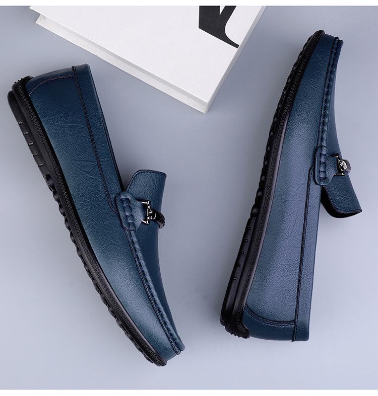 Men's Soft Cowhide Leather Casual Shoes, Size 36-45, Slip-On Style