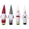 Festive Christmas Wine Bottle Covers Featuring Charming No-face Old Man Design In Red And Gray