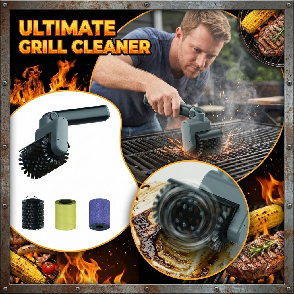 Electric Rotating Barbecue Brush, Wireless Charging Barbecue Cleaning Brush, Adjustable Angle, Bristle-free.