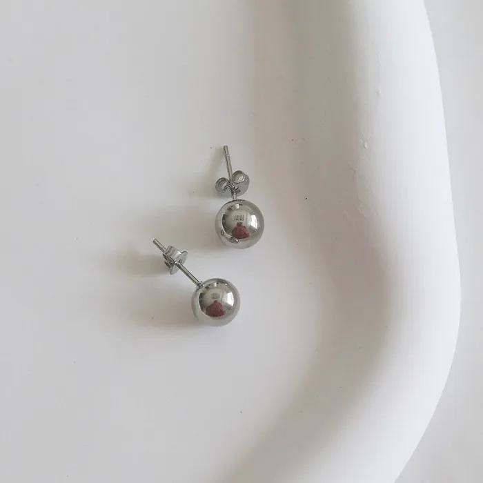_yy23 Surgical Steel Silver Ball Daily Earrings