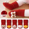 Newborn Non-Slip Red Cotton Socks: Thick & Cozy for Autumn/Winter, Ideal for 100-Day Birthday & New Year Celebrations