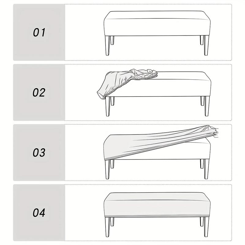 1PC Jacquard Long Bench Cover Dining Anti-dirty Piano Stool Covers Durable Seat Protector Pad for Living Room Home Decor