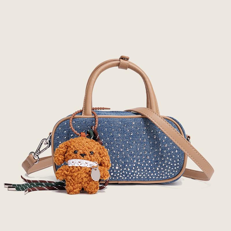 

Новая женская сумка через плечо, сумочка, сумка Boston, простая сумка-подушка со стразами высокого класса, сумка кроссбоди Blue+Pendant