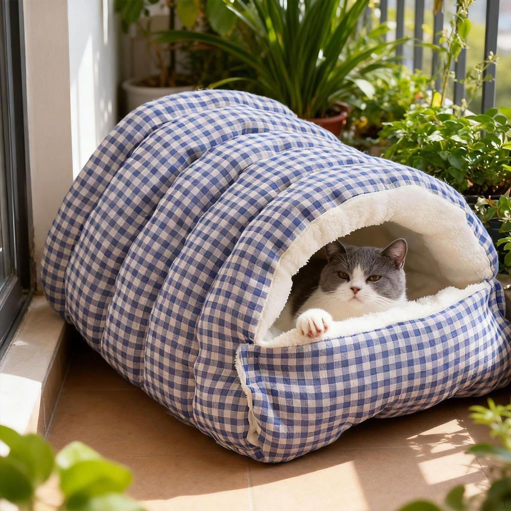 Cat House Dog Bed with Cushion Self Warming Nest Kennel Warm Soft Nest, for Puppy Small