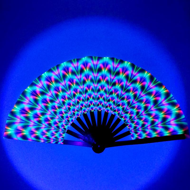 1pcs Fan Music Festival Colorful Handheld Folding Large Rave Fan 33cm Festival Gifts Chinease