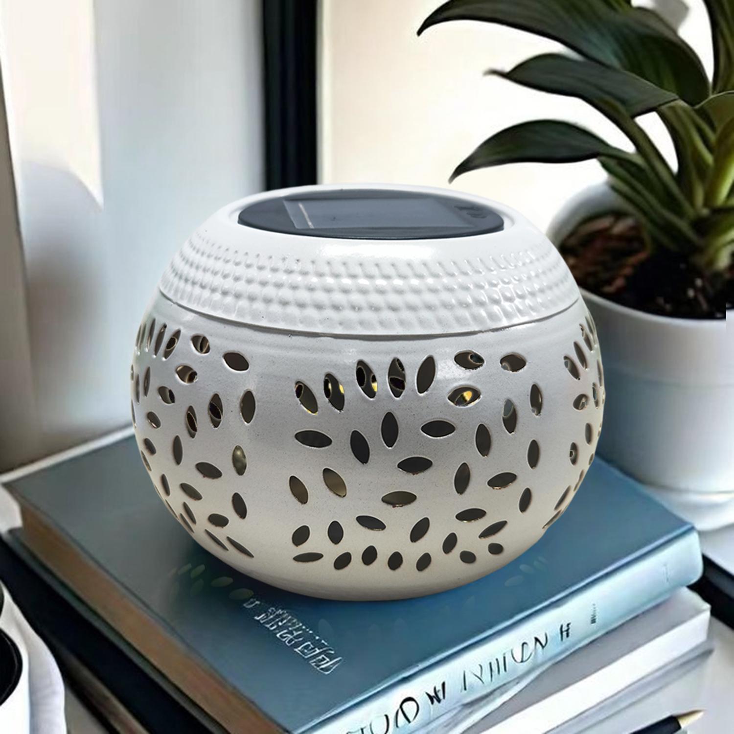 

1 шт. Солнечный светодиодный садовый фонарь - элегантный металлический эллиптический фонарь на солнечной батарее, водонепроницаемый с теневой проекцией для наружного патио 0-5W белый