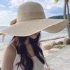 Oversize Straw Sun Hat Wide Brim Sun Protection Hat Simple Weave Sun Cap  Woman